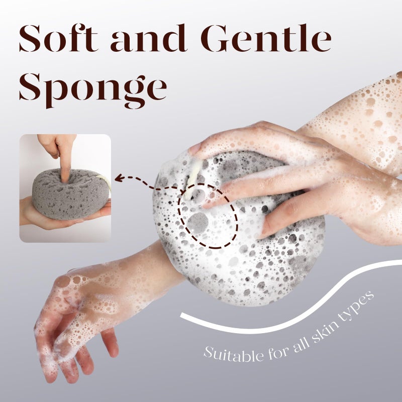 BAIMEI Bath Sponge  Sponge Loofah Body Scrubber  Shower Pouf Cleaning Loofahs Sponge  Shower Use Sponge (Pink Grey) - Image 5